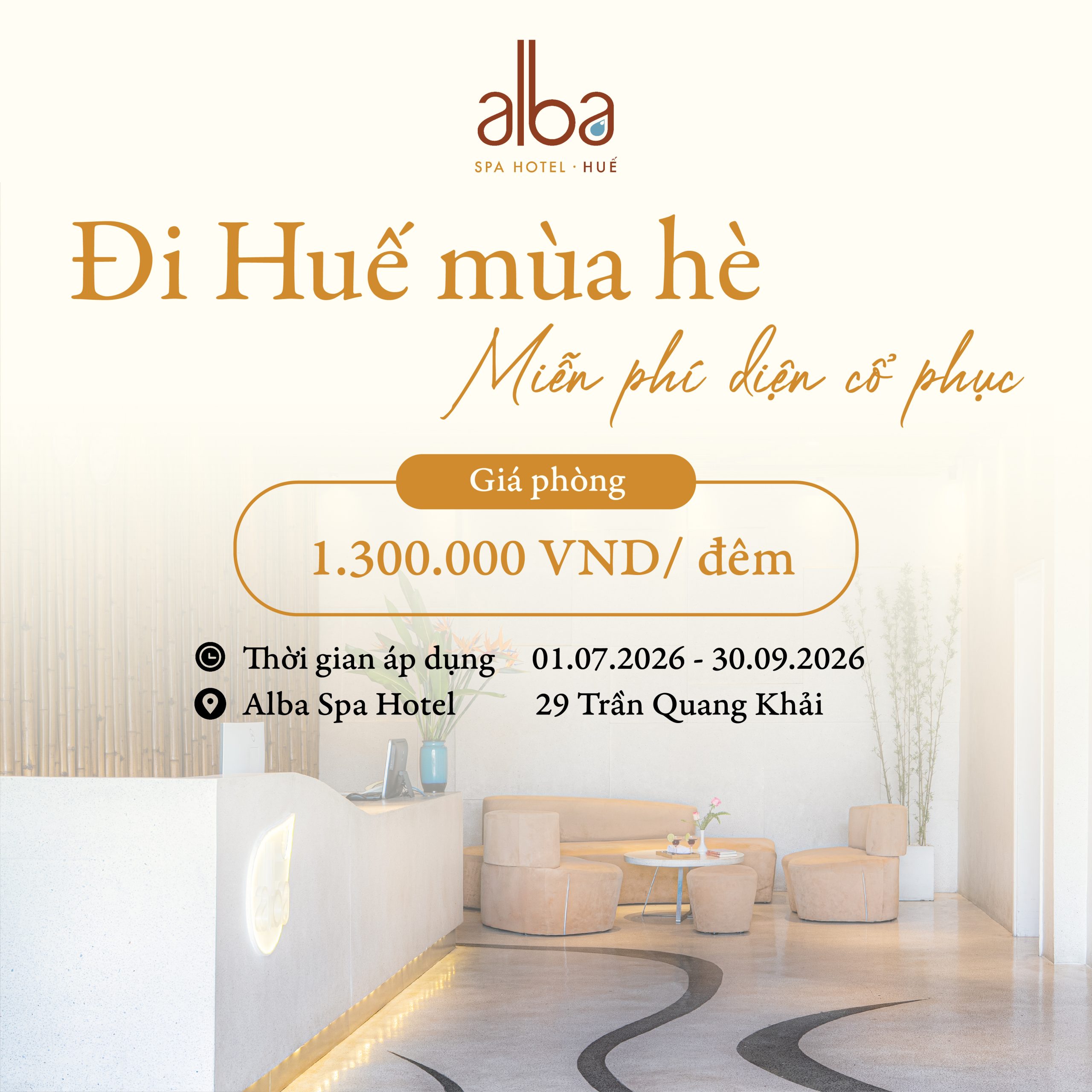 đặt phòng Alba Spa Hotel trọn gói cổ phục